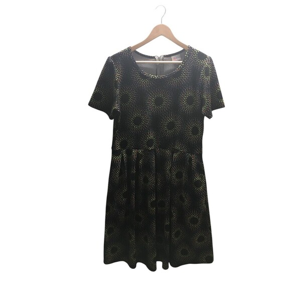 LuLaRoe Dress Women's Size 2XL Black Multicolor Circles Midi - Picture 1 of 7